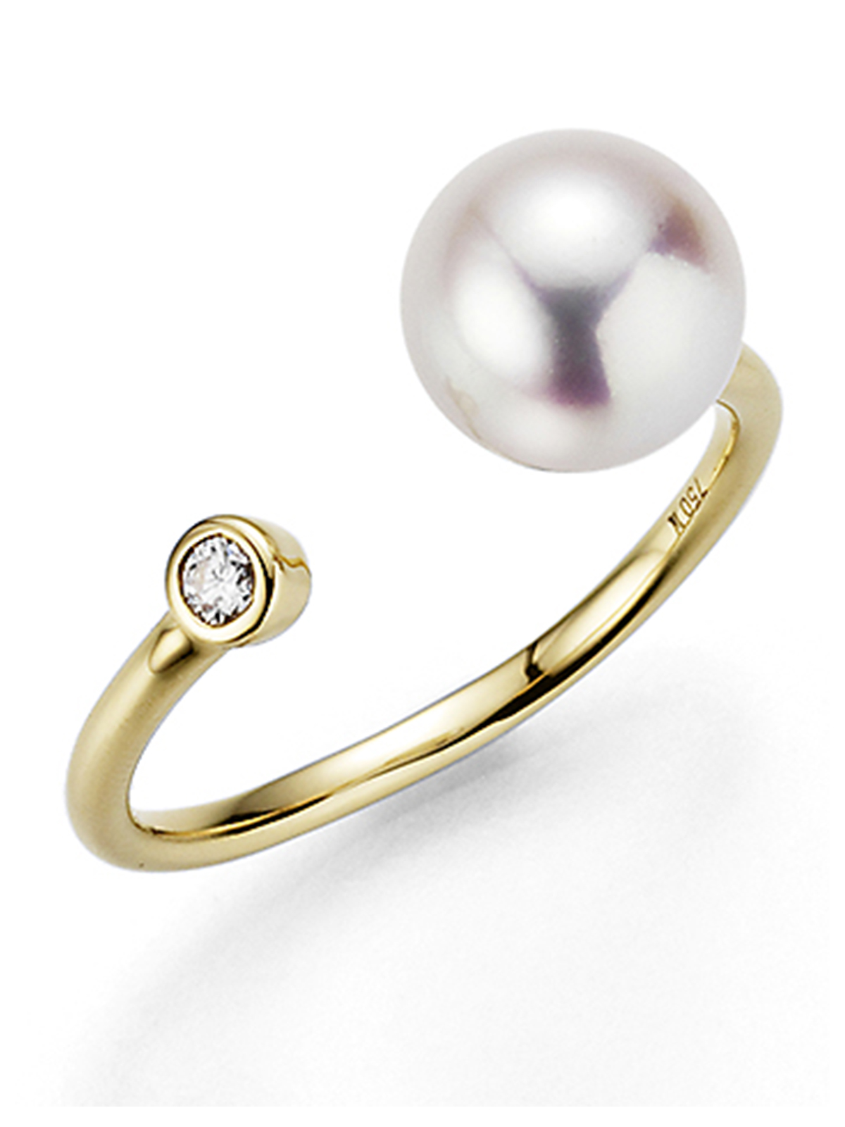 AP116-7_54 Open Akoya pearl ring with diamond