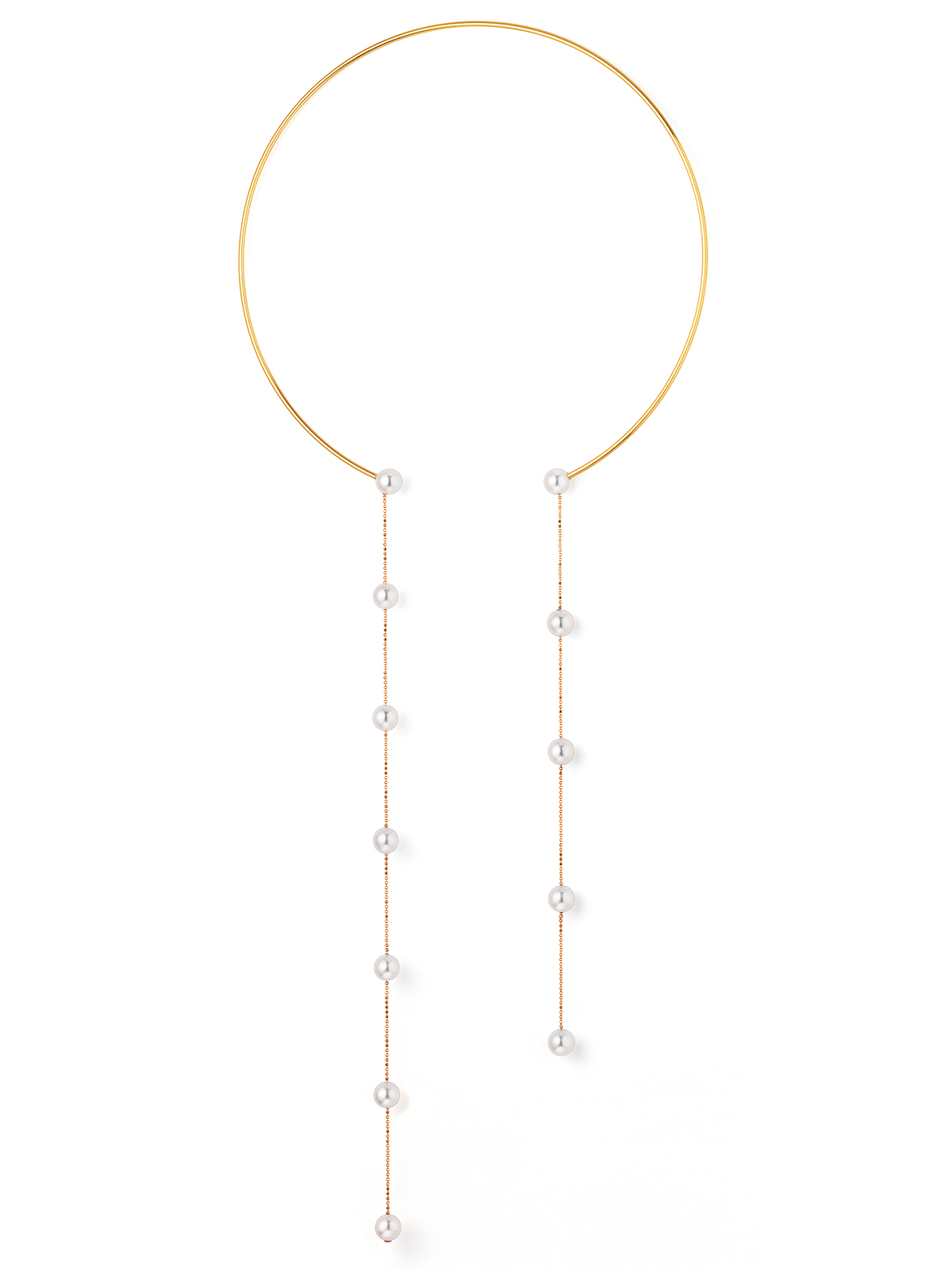 Open designed choker with two Akoya pearl chains