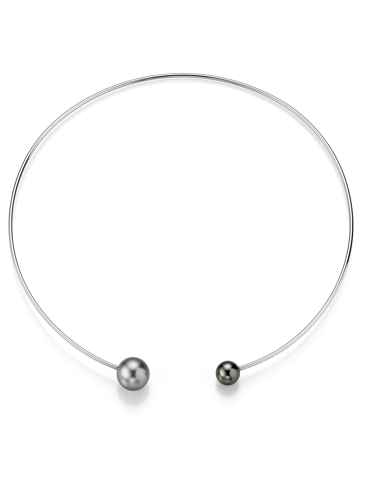 UN173-7 Open designed choker in white gold with Tahiti pearls
