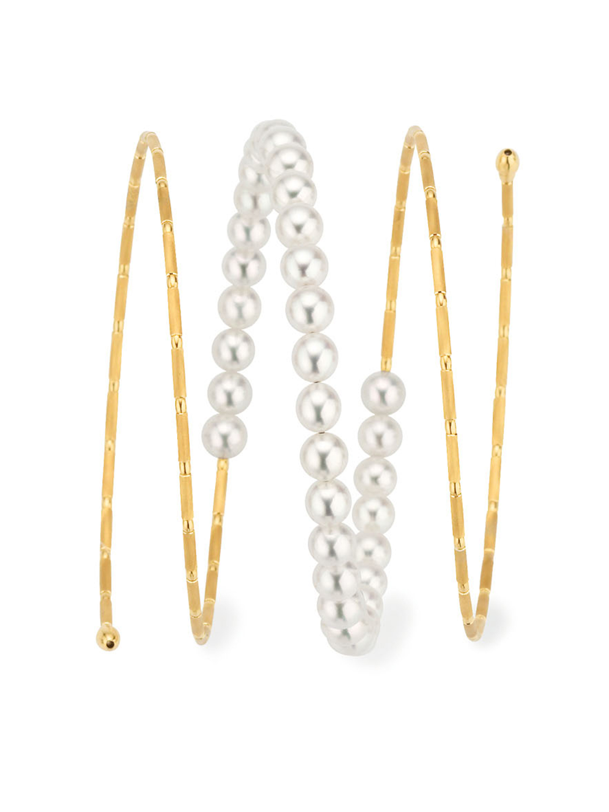 Delicate wrap bracelet in yellow gold with Akoya pearls