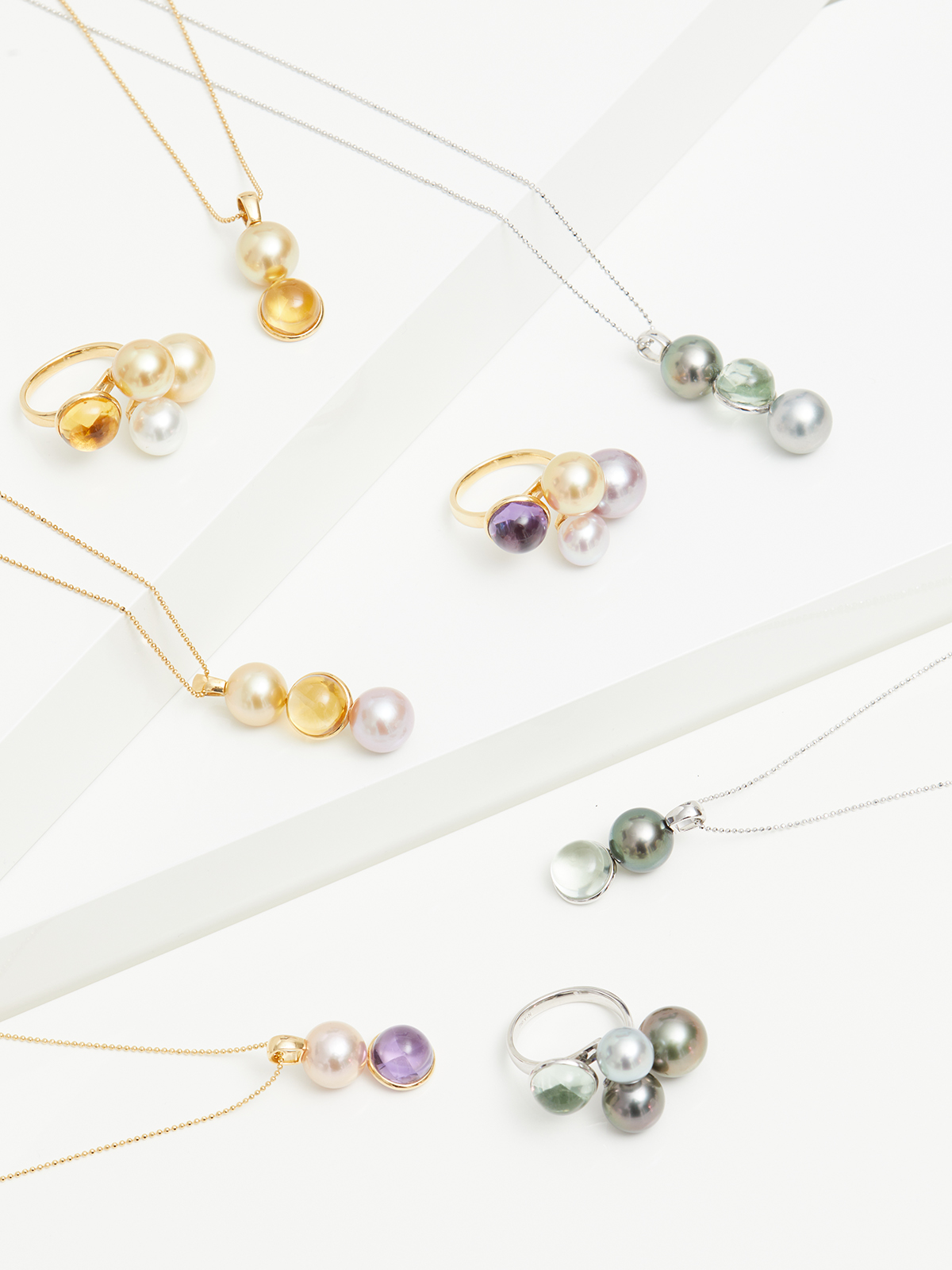 Gelbgoldkette mit Anhänger aus Süßwasserperle und Amethyst
