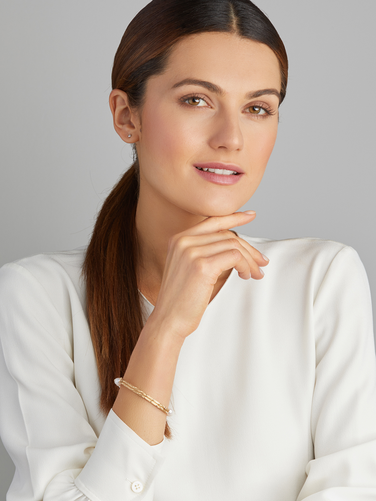 Elegantes Perlenarmband in Gelbgold mit Magnetverschluss