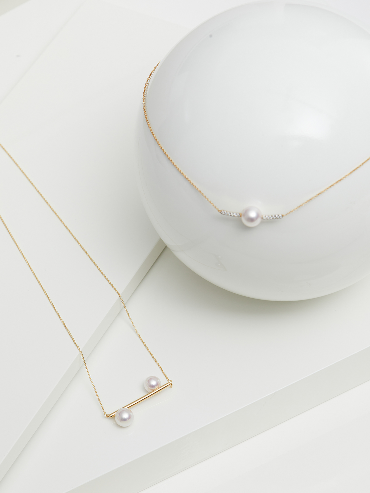 Stabhalskette mit Perle und Diamanten