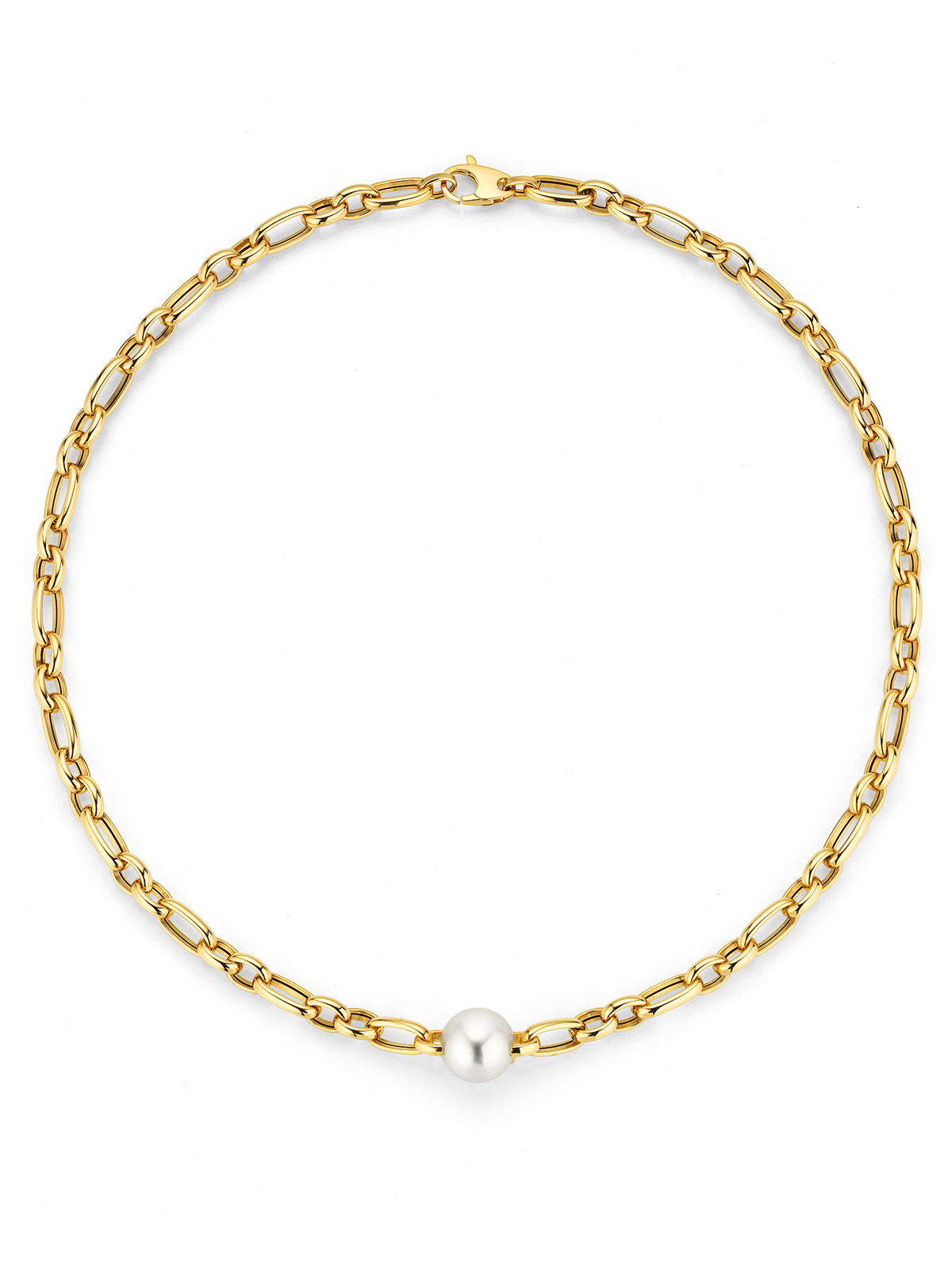 South Sea pearl necklace with gold link chains