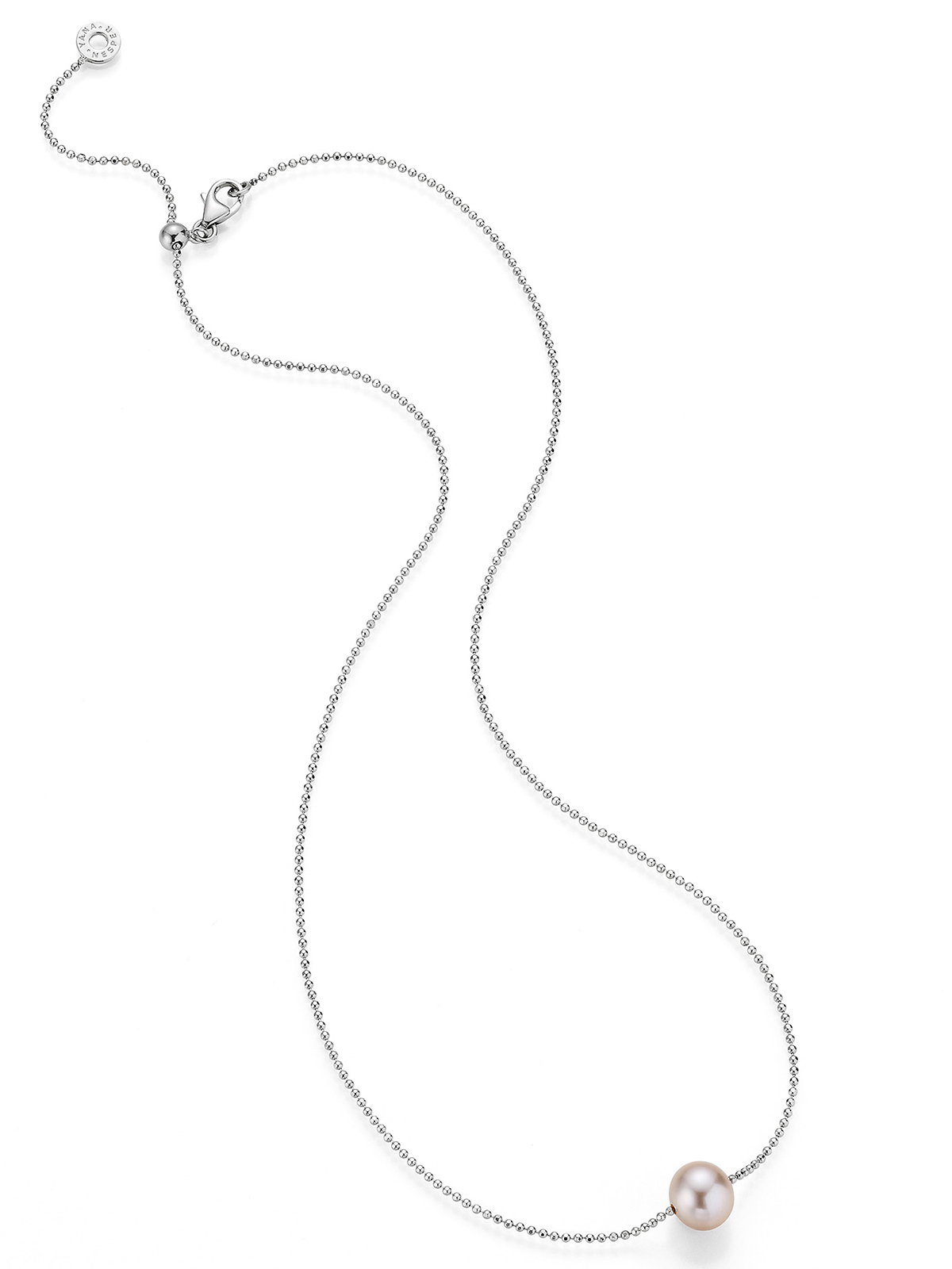 Silver necklace with Freshwater pearl in the natural colour rosé