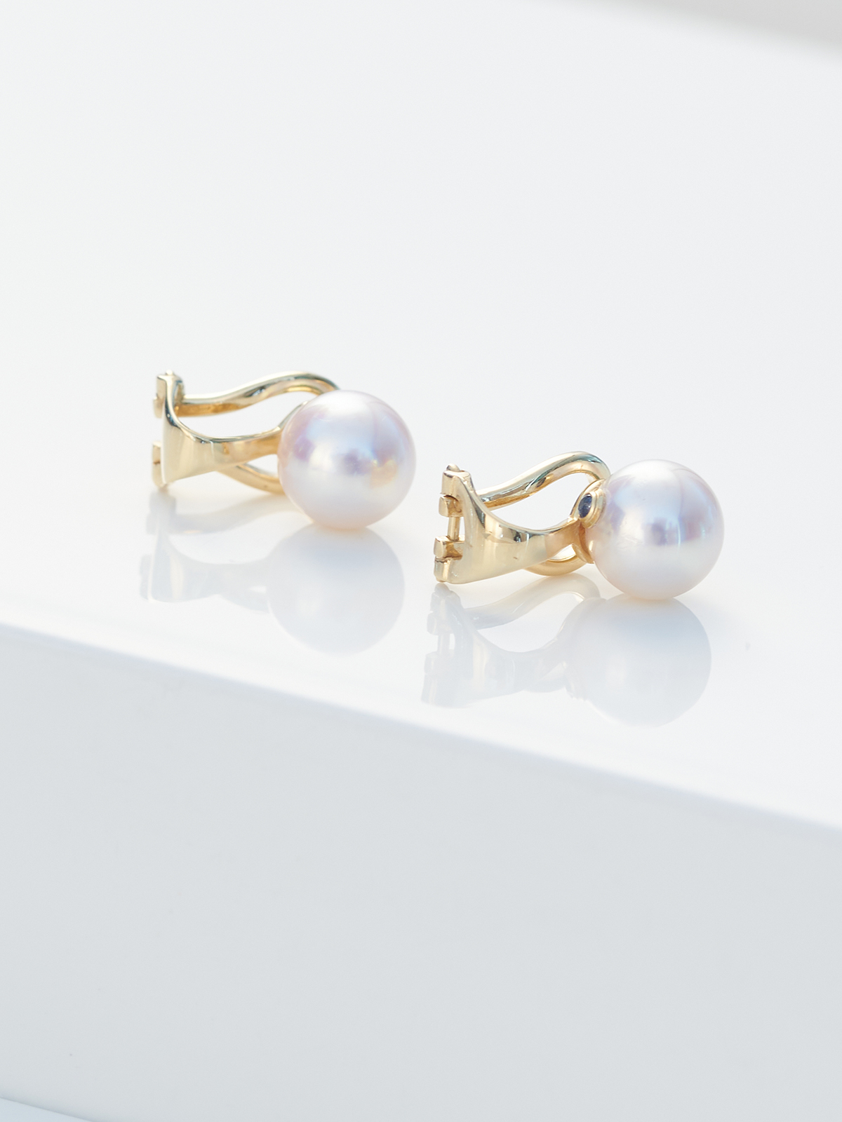 Elegant Akoya pearl ear clips