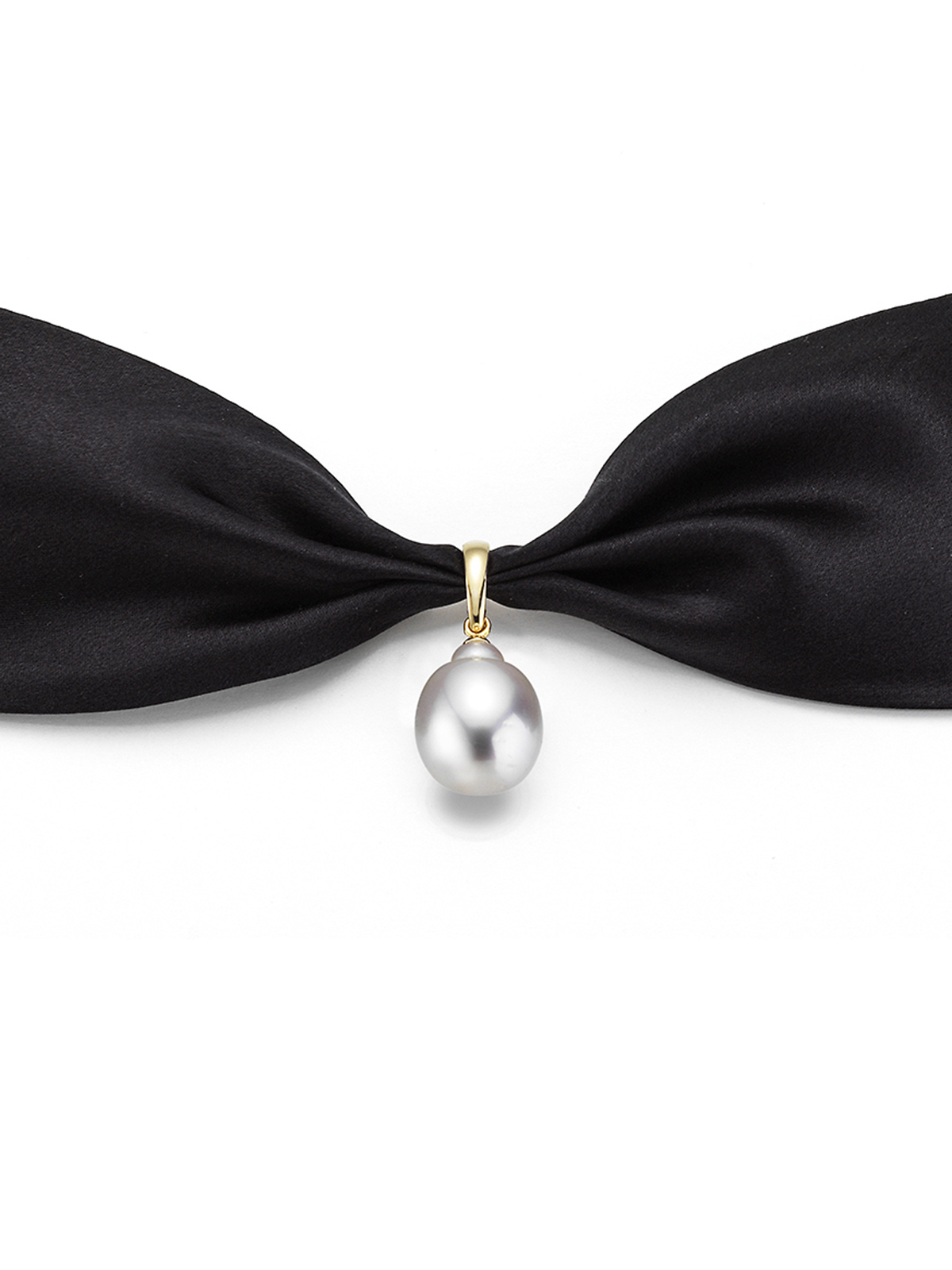 Black silk choker with South Sea pearl pendant