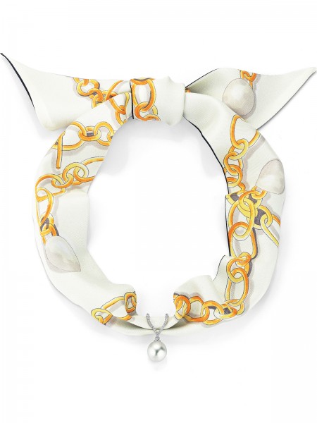 Silk choker with South Sea pearl pendant in diamond setting