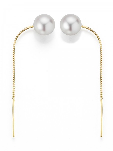 Yellow gold earrings with Akoya pearls