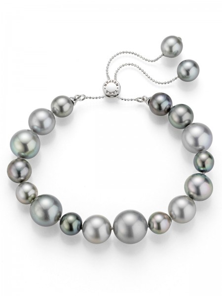 Transformable Tahiti pearl bracelet with slide closure in white gold
