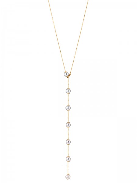 Transformable pearl necklace in yellow gold with Akoya pearls