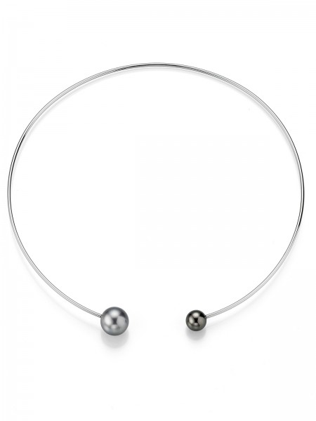 Open designed choker in white gold with Tahiti pearls