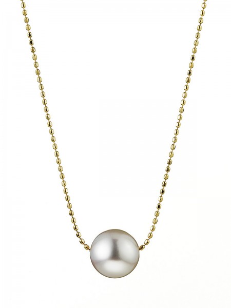 Bubbles yellow gold necklace with Akoya pearl