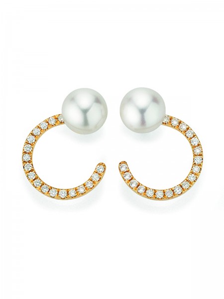 Akoya pearl earrings with diamonds