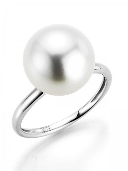 Bubbles white gold ring with South Sea pearl