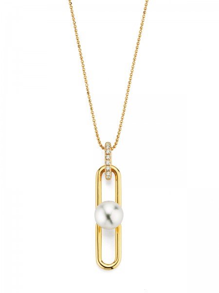 Gold necklace with diamonds and pearl pendant