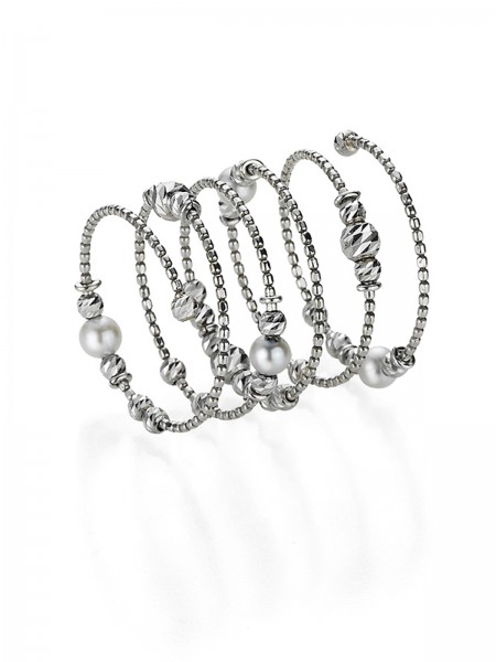 Wrap ring in white gold with pearls