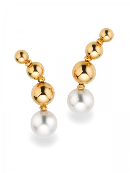 Yellow gold earrings with fine Akoya pearls