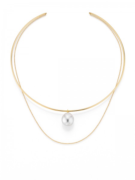 South Sea pearl necklace "LOVE" in yellow gold