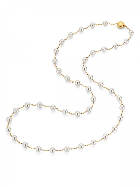 Lange Perlenkette mit Akoyaperlen