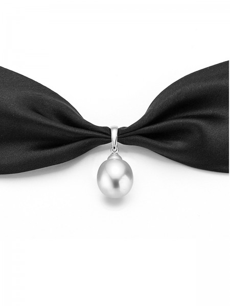 Black silk choker with South Sea pearl pendant