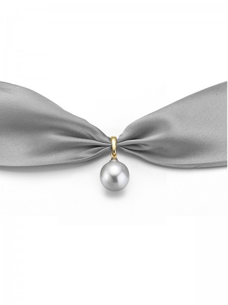 Grey silk choker with South Sea pearl pendant