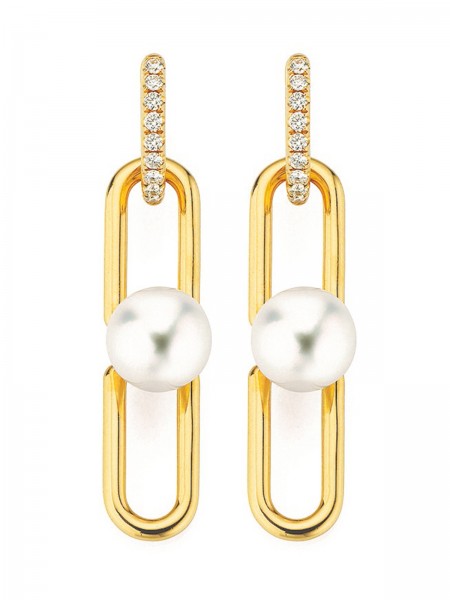 Versatile diamond earrings with pearl pendants