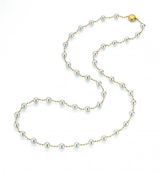 Perlenkette Akoya in Gelbgold