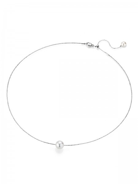 Delicate white gold choker with a single pearl
