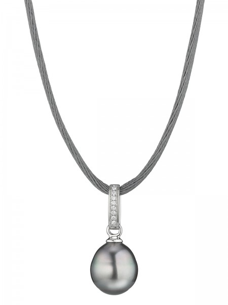 Necklace with Tahiti pearl pendant with diamonds