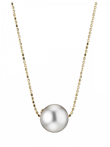 Bubbles yellow gold necklace with South Sea pearl