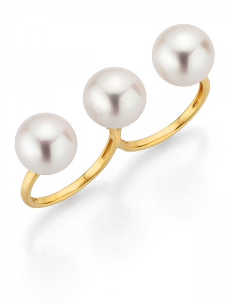 Statement double ring with Freshwater pearls