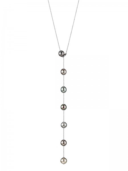 Transformable pearl necklace in white gold with Tahiti pearls