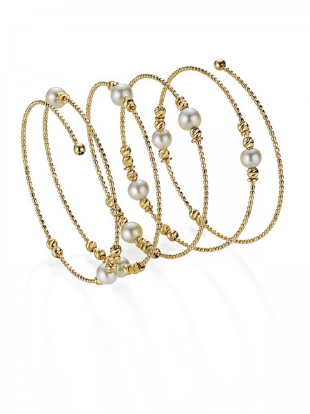 Wrap gold bracelet with Akoya pearls