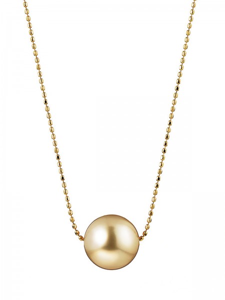 Bubbles yellow gold necklace with golden South Sea pearl