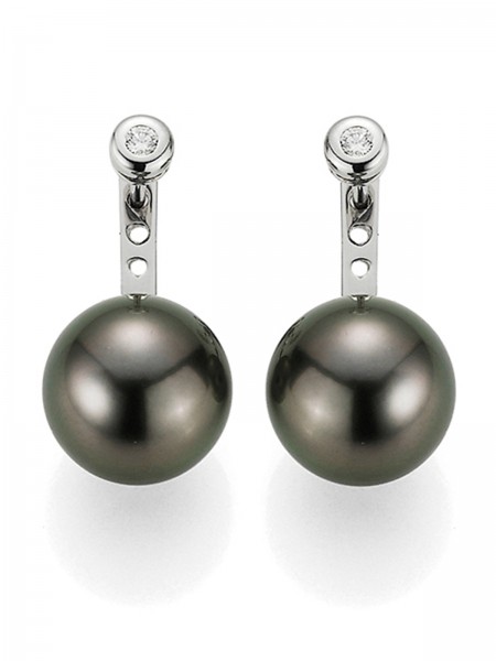 Diamond stud earrings with detachable Tahiti pearl