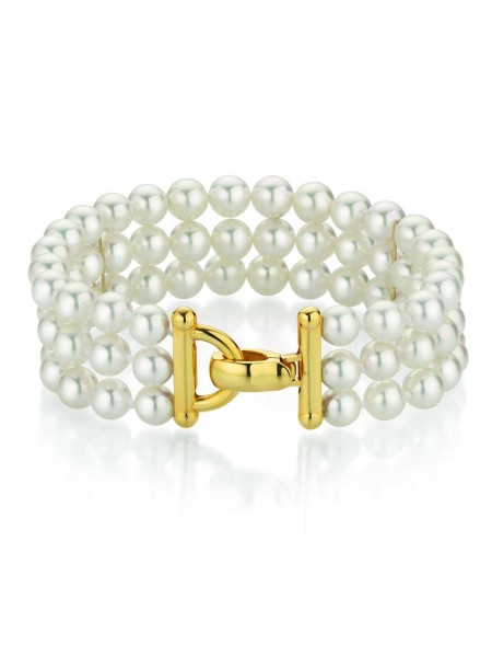 Classic three-row Akoya pearl bracelet