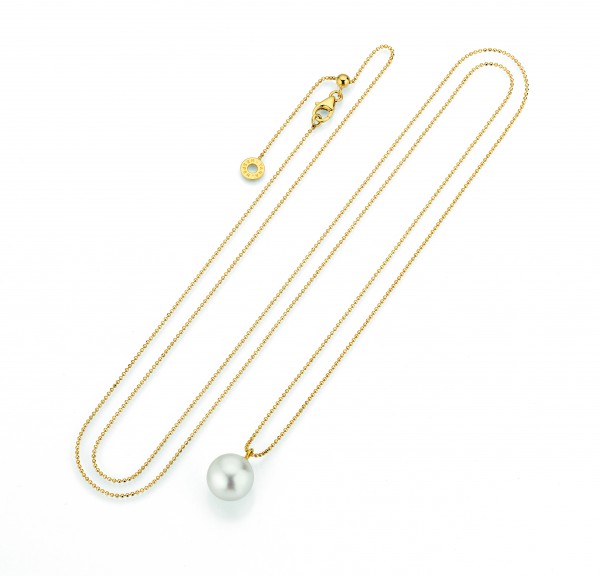 Perlenanhänger mit Kette in Gelbgold mit Slide-Verschluss BUBBLES
