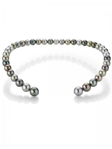 Open designed pearl choker with multicoloured Tahiti pearls