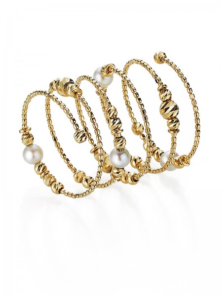 Wrap gold ring with pearls