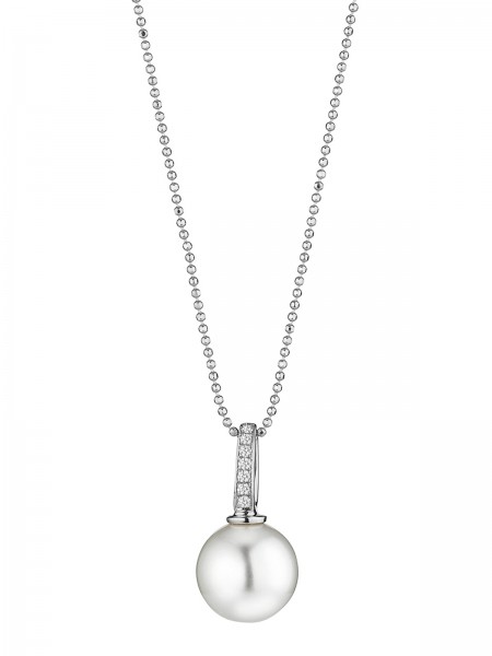 Gold necklace with diamonds and South Sea pearl