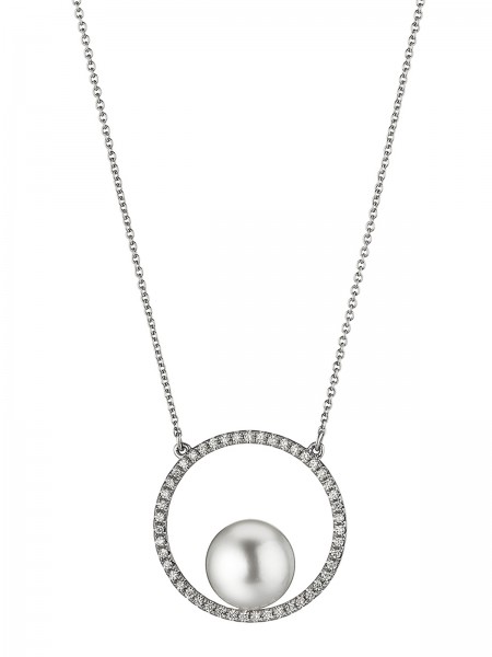 Necklace with diamond circle and South Sea pearl