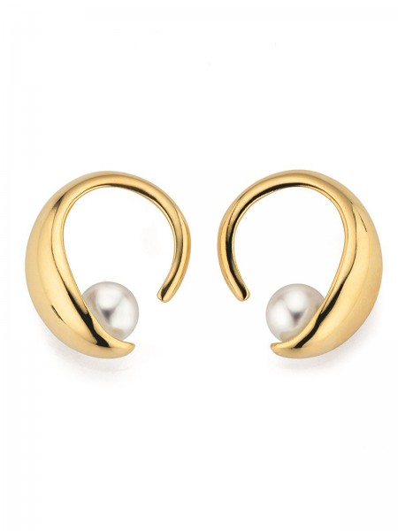 Yellow gold earstuds with Akoya pearls