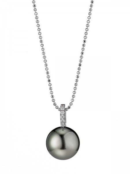 Delicate gold chain with diamond-set pearl pendant