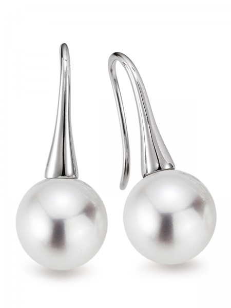 White gold ear hooks with Freshwater pearl