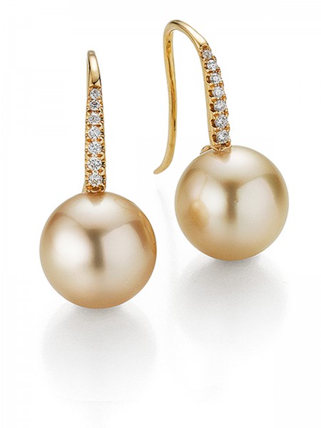 Fine earhooks with South Sea pearls and diamonds