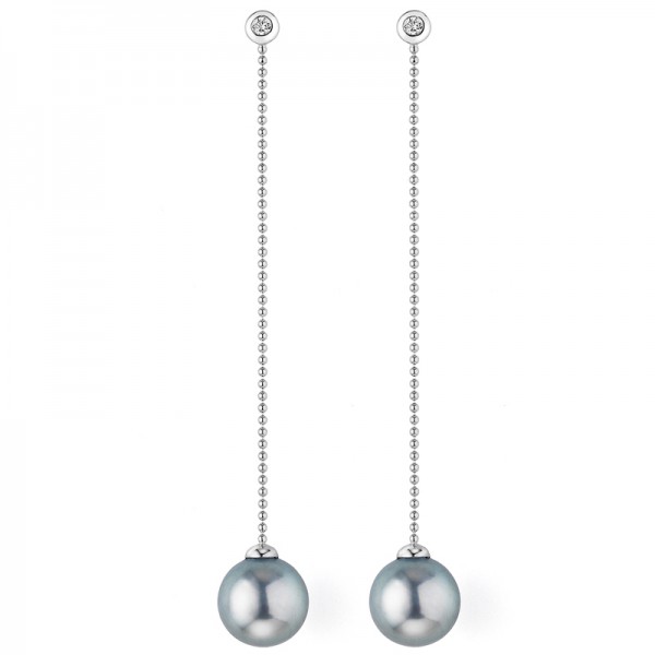 Elegant earrings with diamonds and Tahiti pearls