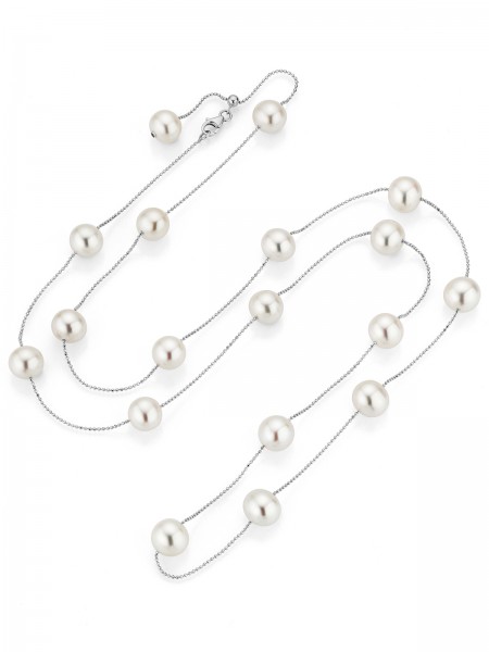 Delicate white gold necklace with white Freshwater pearls