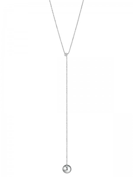Y-necklace in white gold with diamond and Tahiti pearl