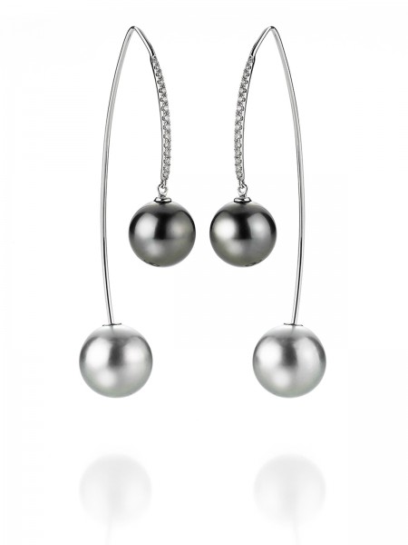 Versatile earrings with Tahiti pearls and diamonds